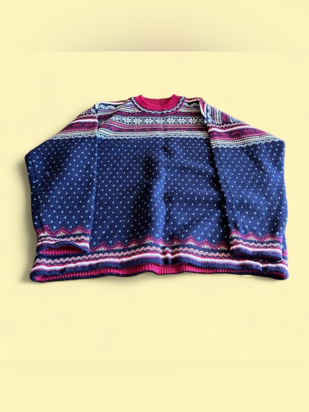 Vintage Lands’ End 100% Wool Fair Isle Sweater Women’s XL Made in Hong Kong